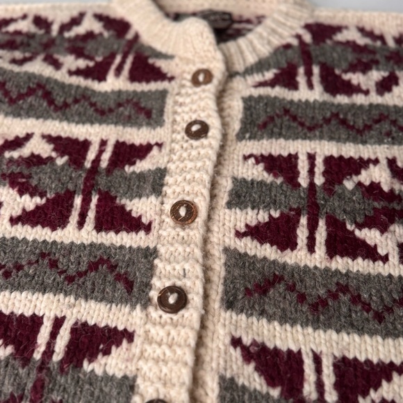 REY WEAR Vintage 100% Wool Cardigan Sweater Sz L- XL Oversized UNISEX - Picture 10 of 12